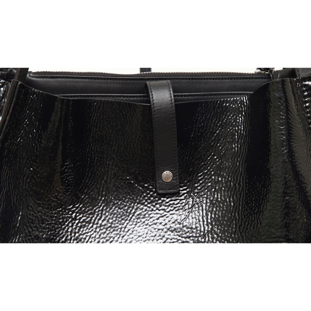 RAG & BONE Black Patent Leather Tote Bag Zipper Travel - Picture 5 of 11